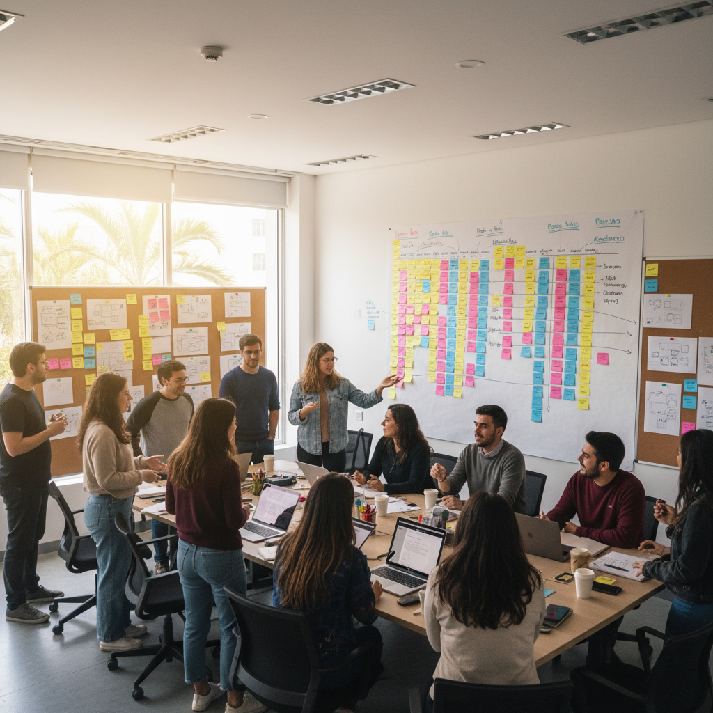 blurry photo of sunset over ocean with logo on top